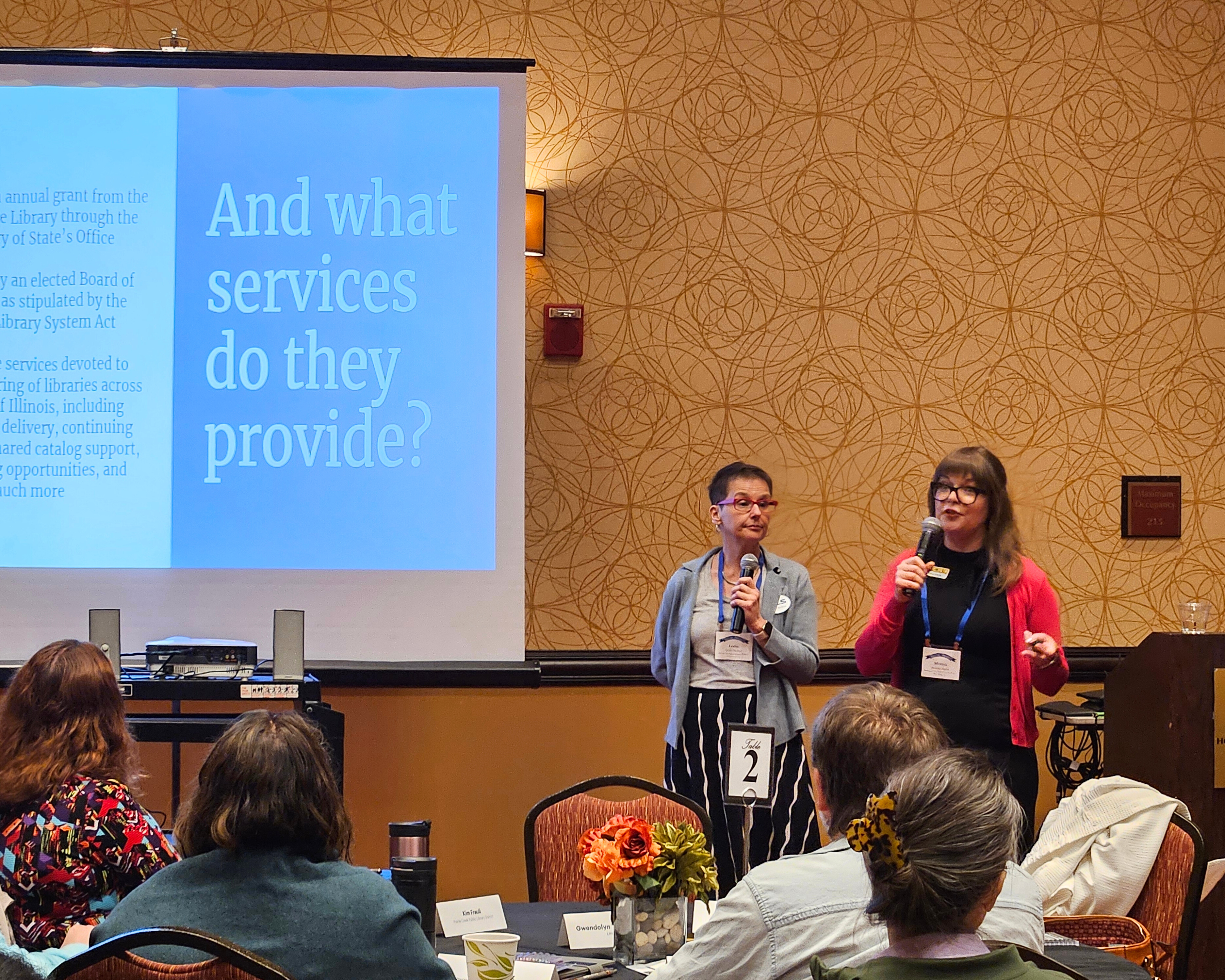 IHLS Executive Director Leslie Bednar and RAILS Executive Director Monica Harris present about the Library Systems at DU on July 31, 2024.