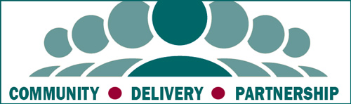 Community, Delivery, Partnership logo-style image